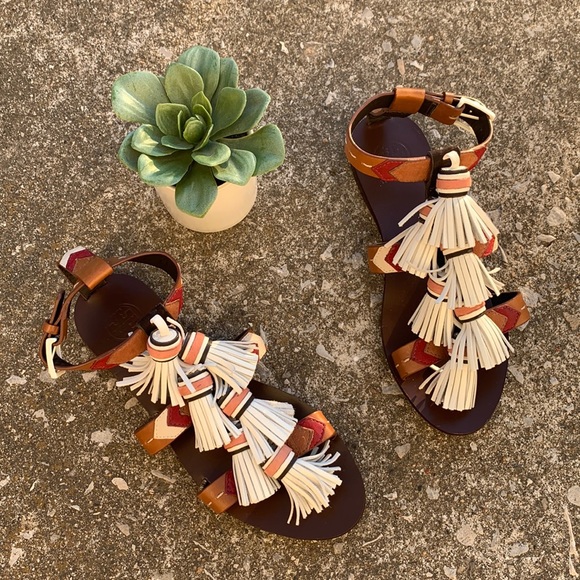 Tory Burch | Weaver Tassel Leather Western Boho Sandals!